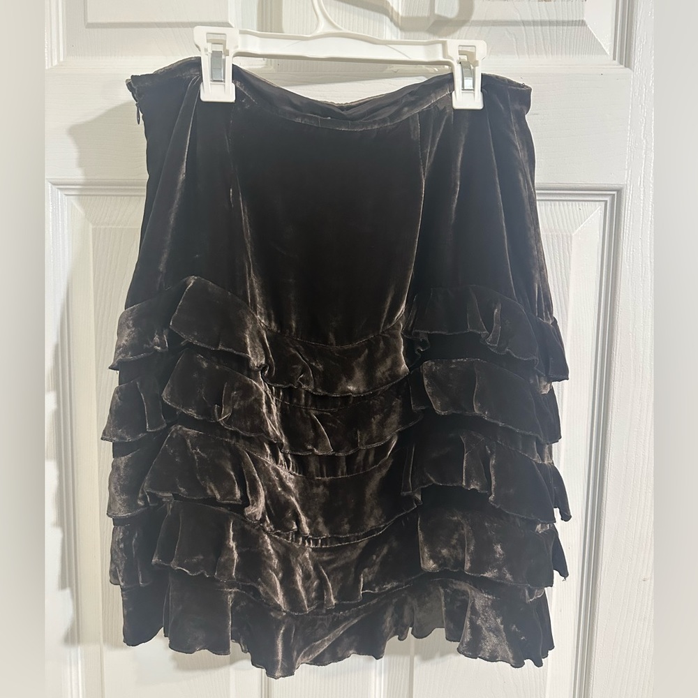 Ann Taylor Loft Brown Frill Skirt - Picture 2 of 3